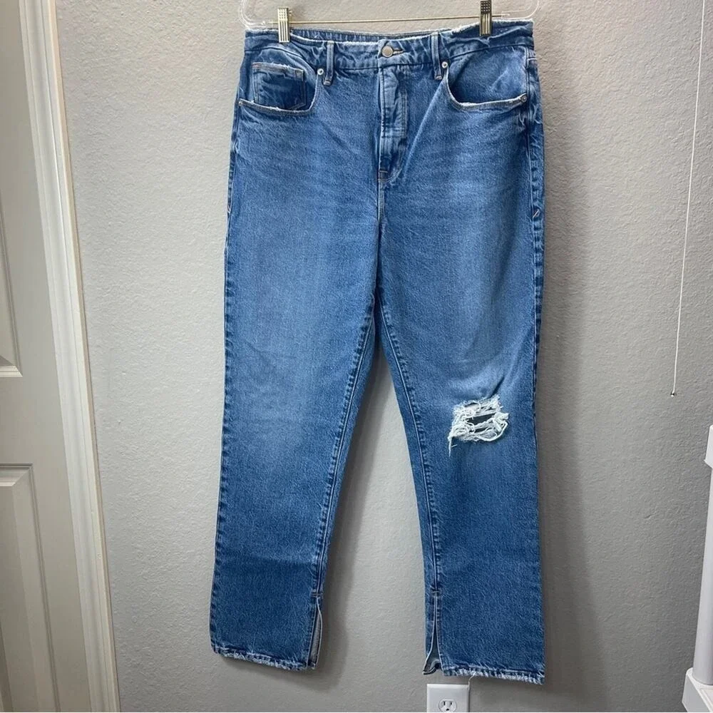 Good American Jeans Good Boy size 14 Distressed